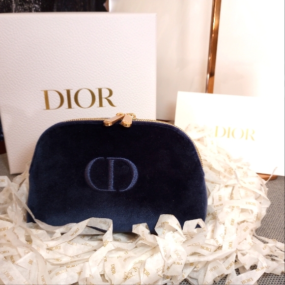 Navy blue Velvet Cosmetics Bag ONLY - Picture 1 of 2